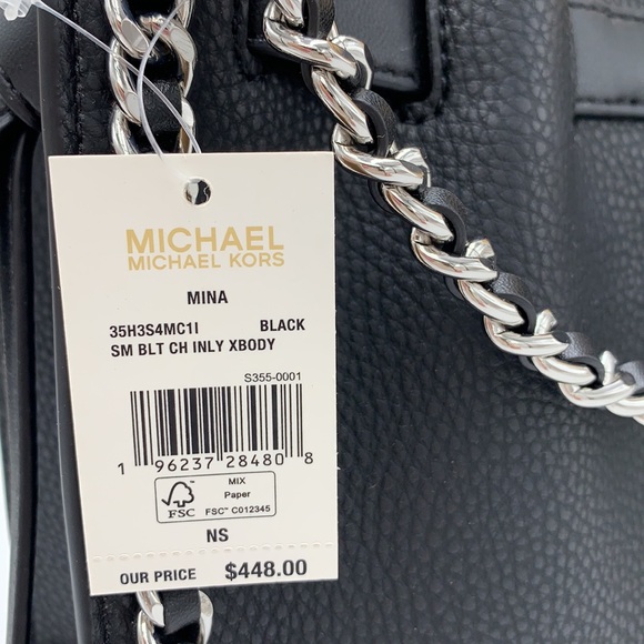 MICHAEL KORS
Mina Small Belted Pebbled Leather Chain Crossbody Bag Black color - Picture 15 of 15